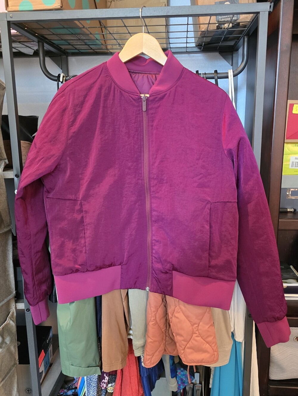 Lululemon NonStop Reversible Bomber Jacket In Ripened Raspberry- EUC - Picture 5 of 16